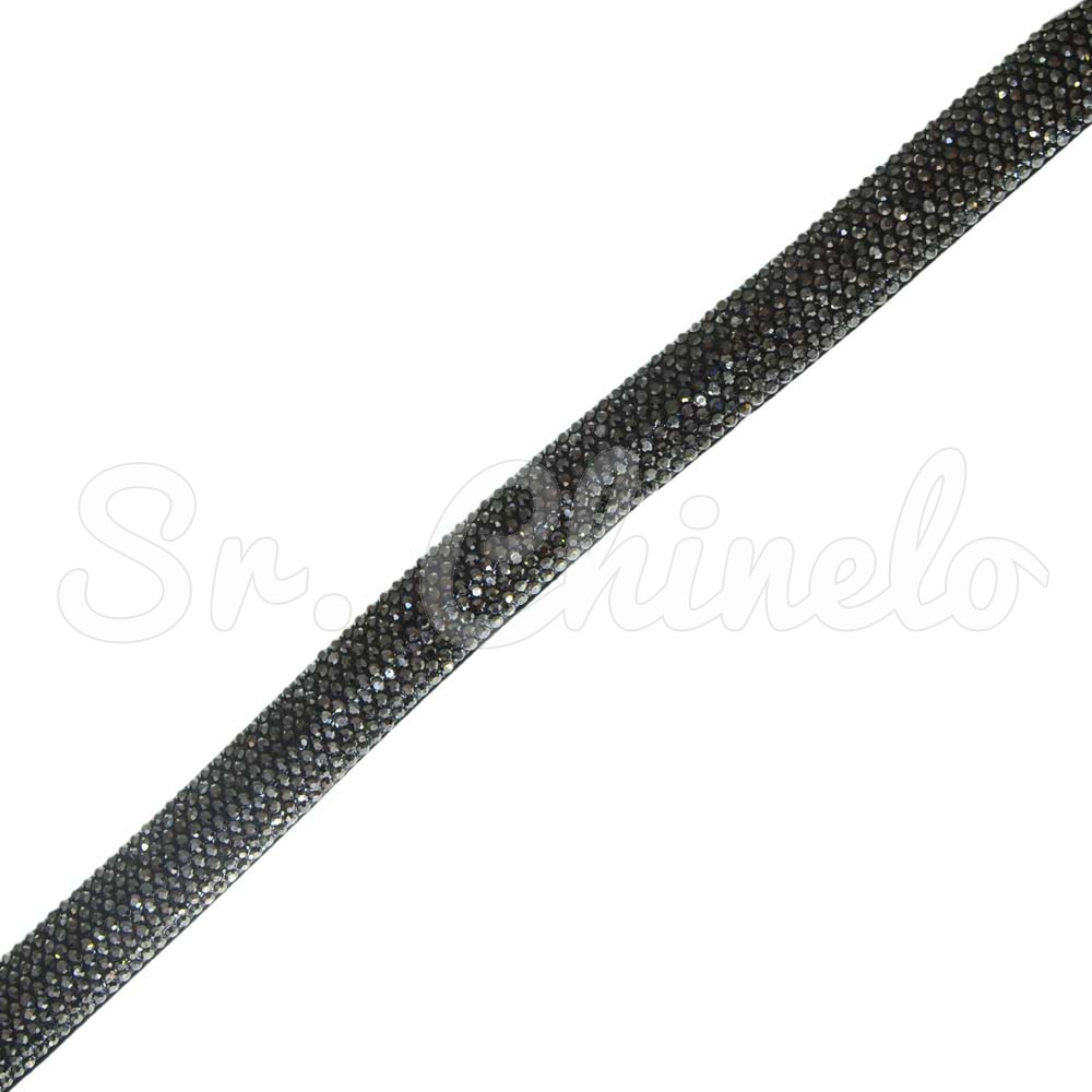 Tubo de Strass Meia Cana, 12mm, Grafite