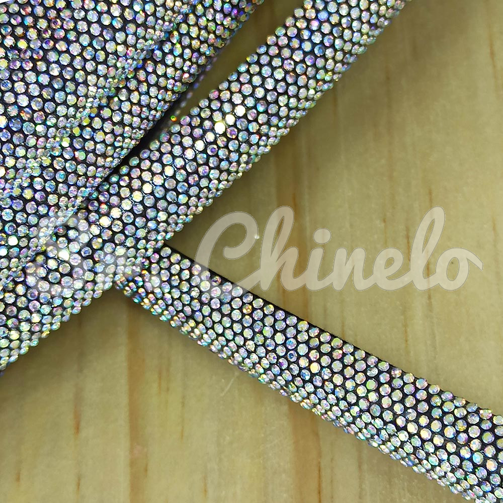 Tubo de Strass Meia Cana, 12mm, Preto/Furtacor