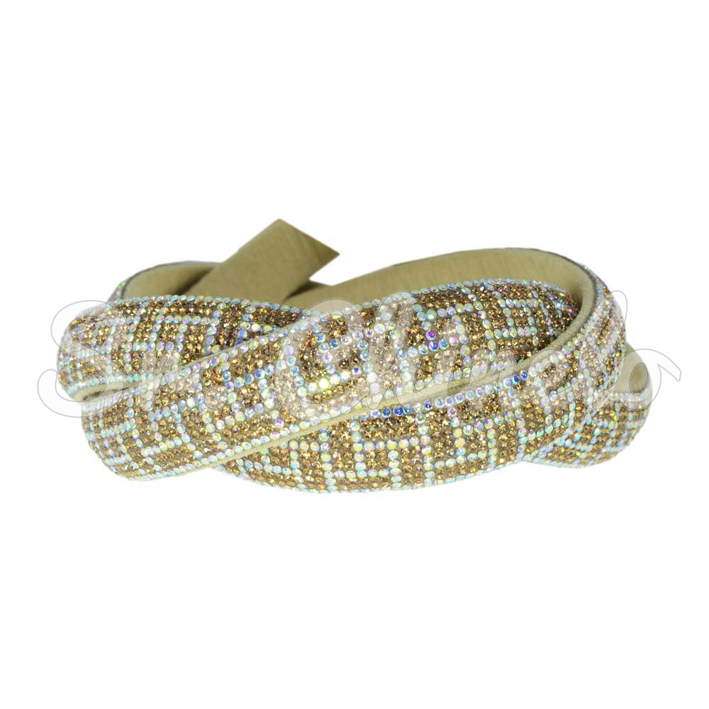 Tubo de Strass Meia Cana, 15mm, Geométrico, Marrom/Furtacor