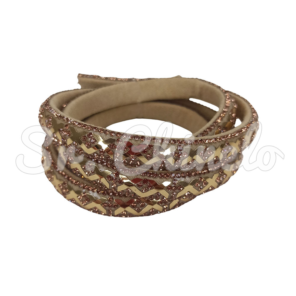Tubo de Strass Meia Cana, 10mm, Rose Gold/Dourado