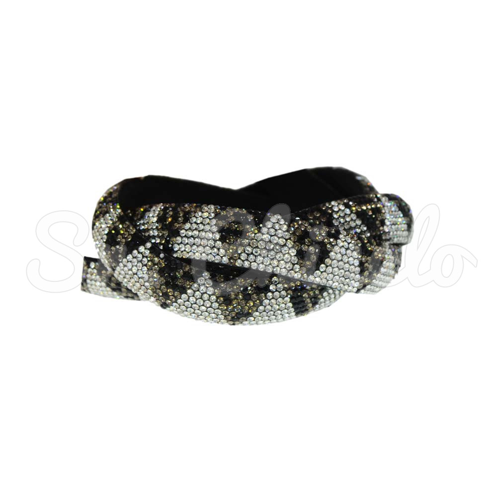 Tubo de Strass Meia Cana, 15mm, Geométrico Triângulo, Preto/Cristal
