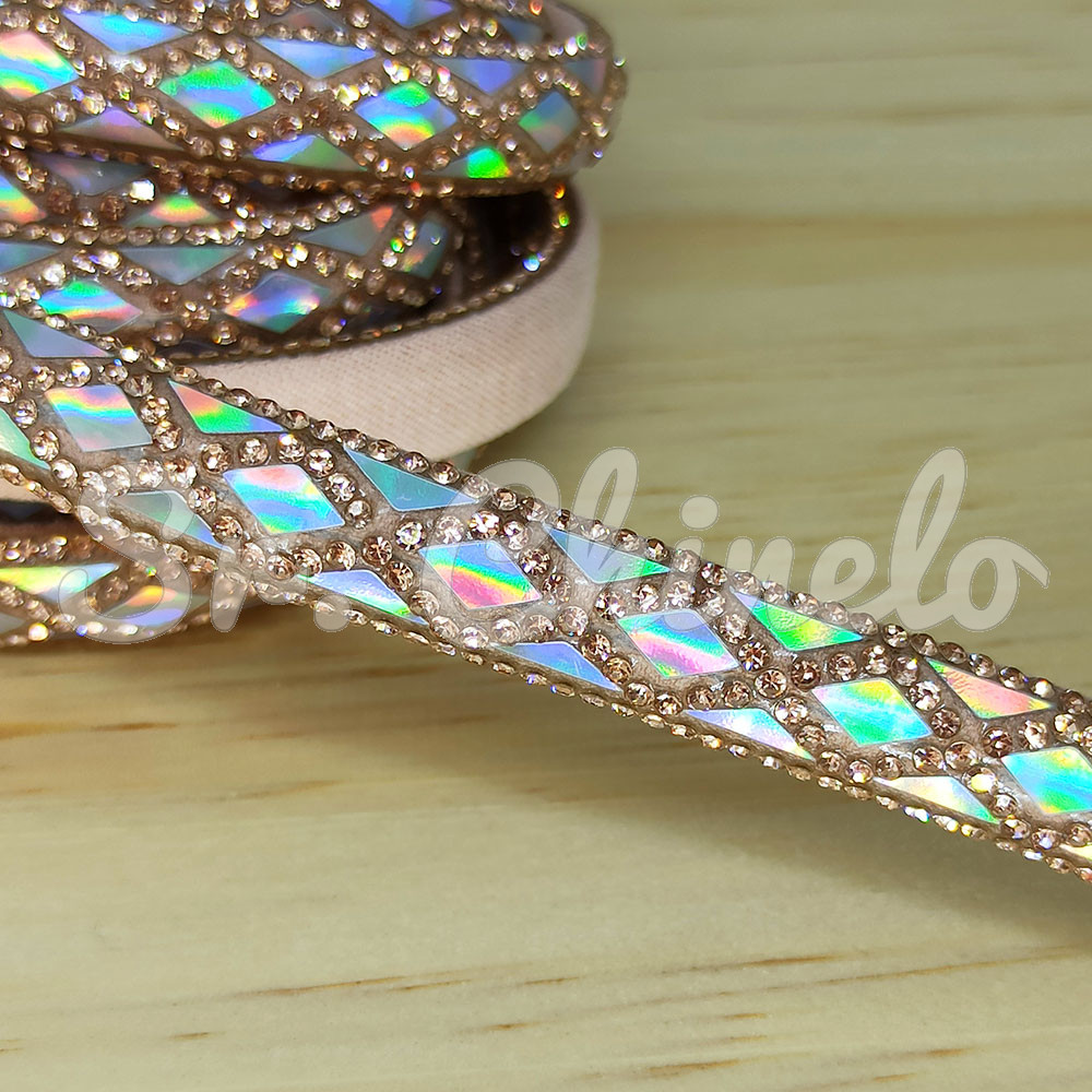 Tubo de Strass Meia Cana, 10mm, Rosé/Furtacor/ Rose Gold
