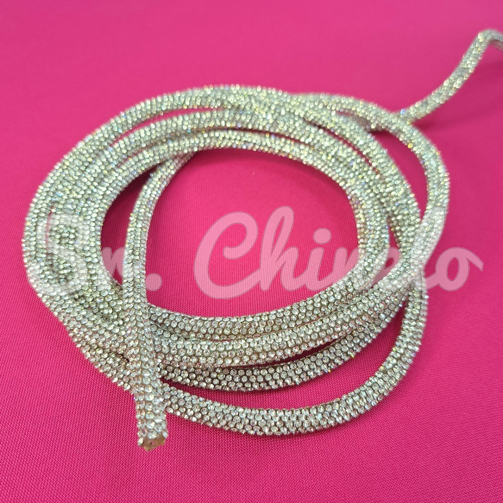 Tubo de Strass, 04mm, para Cadarços, Cristal