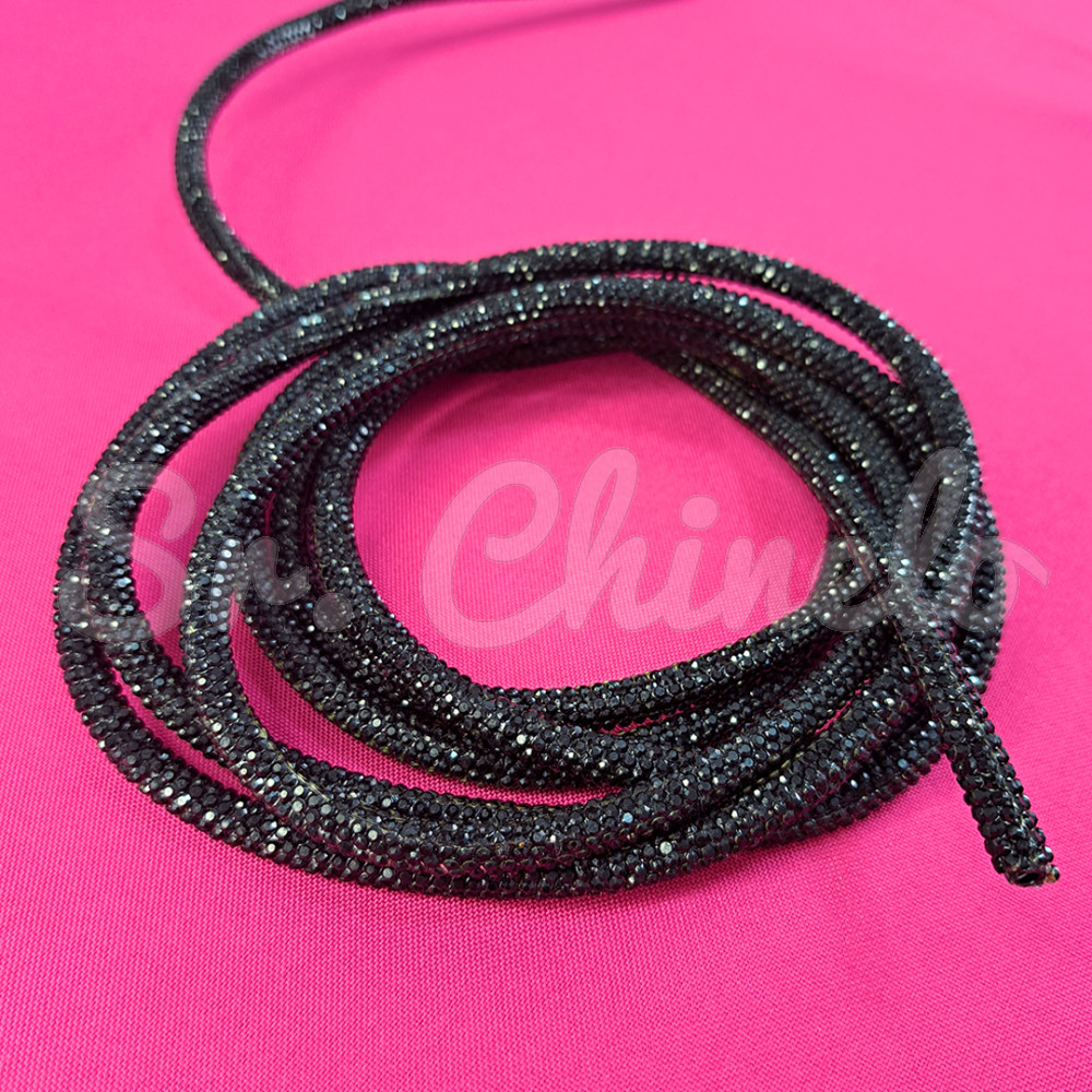 Tubo de Strass, 06mm, Preto