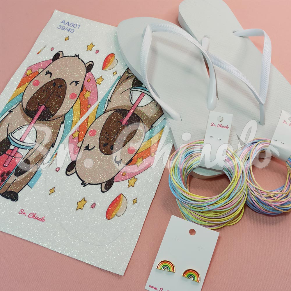 Lonita Sublimada, Capivara Arco-Íris, Branco/Marrom