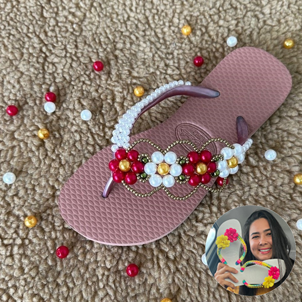 Chinelo Trama de Pérolas - Alane Tainã
