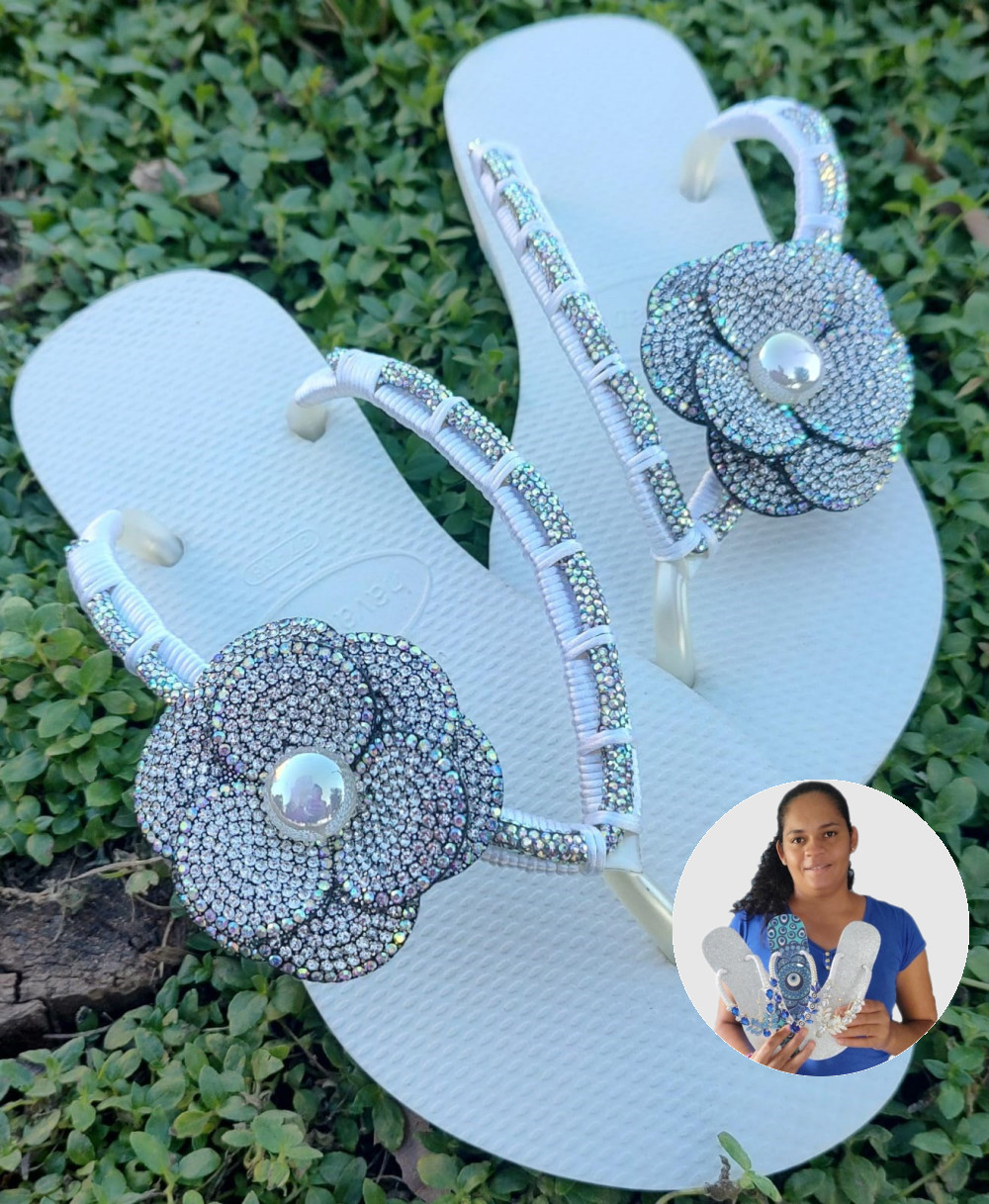Chinelo Personalizado Cabedal Camélia - Danielli Ferreira 