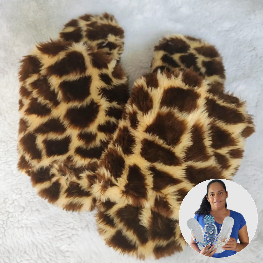 Pantufa Slide Anatômica Girafa - Danielli Ferreira