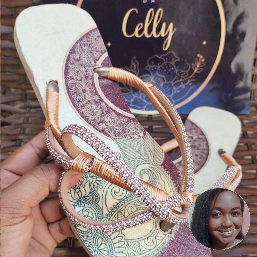 Chinelo com Coração Tubo de strass - Celiana Sliva