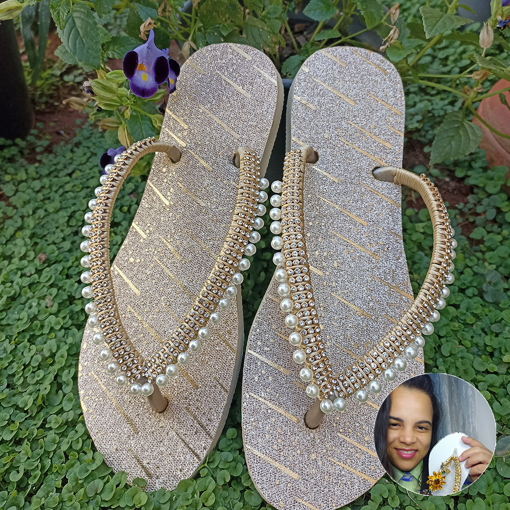 Chinelo Customizado Rose Gold - Tatiane Ferraz