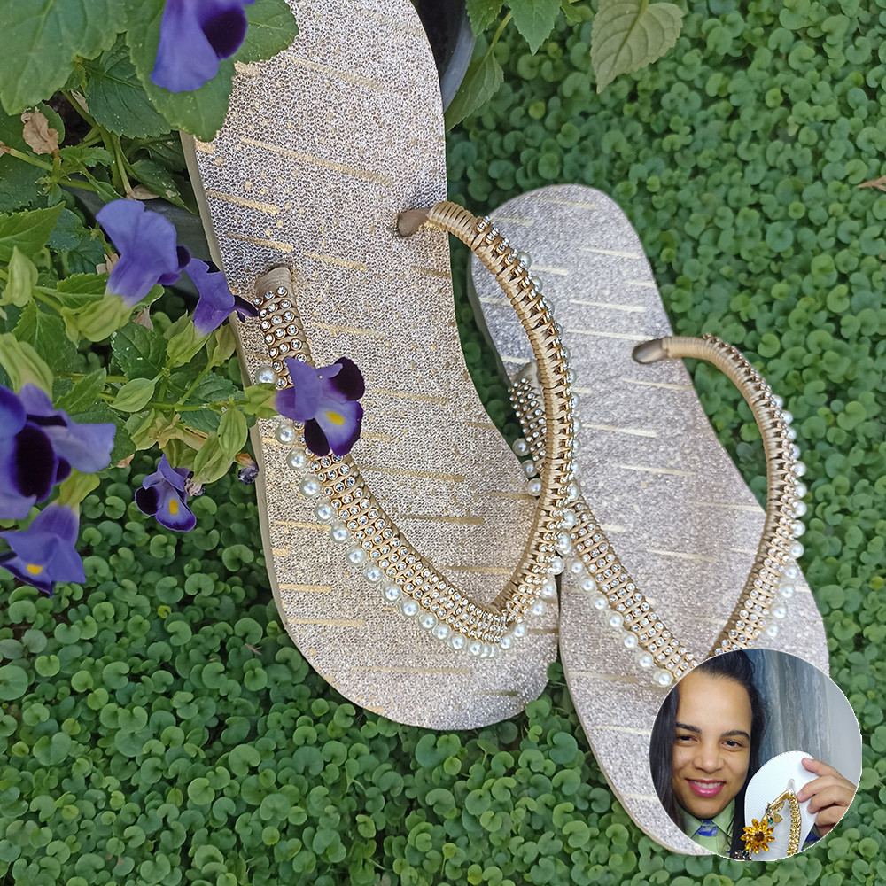 Chinelo Customizado Rose Gold - Tatiane Ferraz