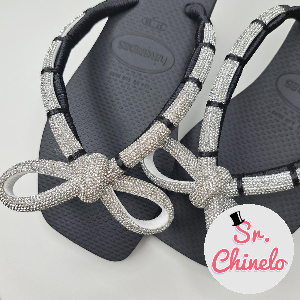 Chinelo com Cabedal Laço Meia Cana