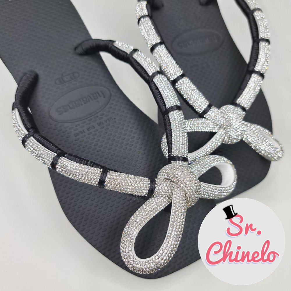 Chinelo com Cabedal Laço Meia Cana