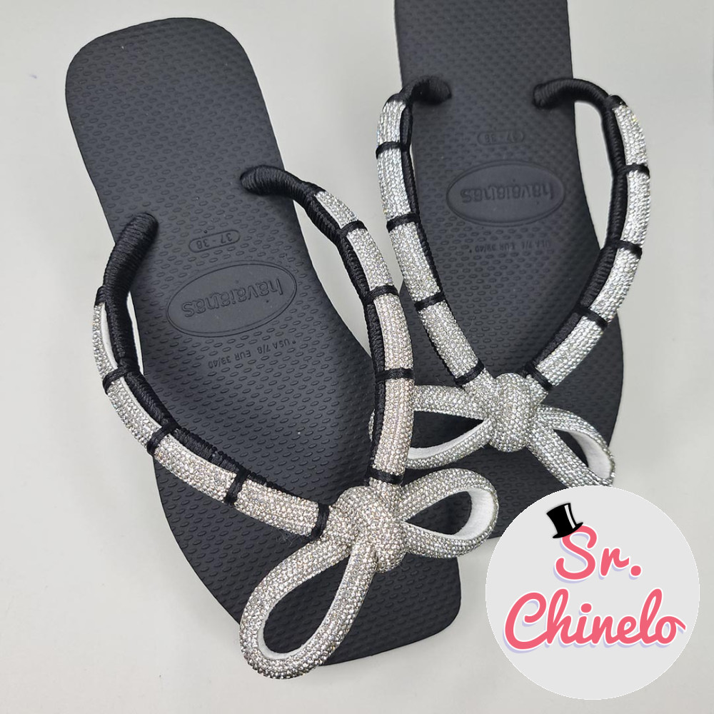 Chinelo com Cabedal Laço Meia Cana