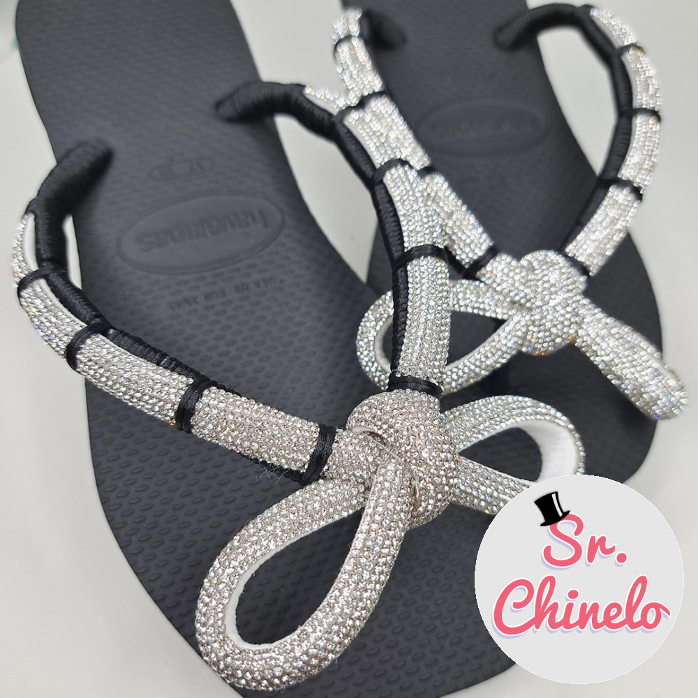 Chinelo com Cabedal Laço Meia Cana