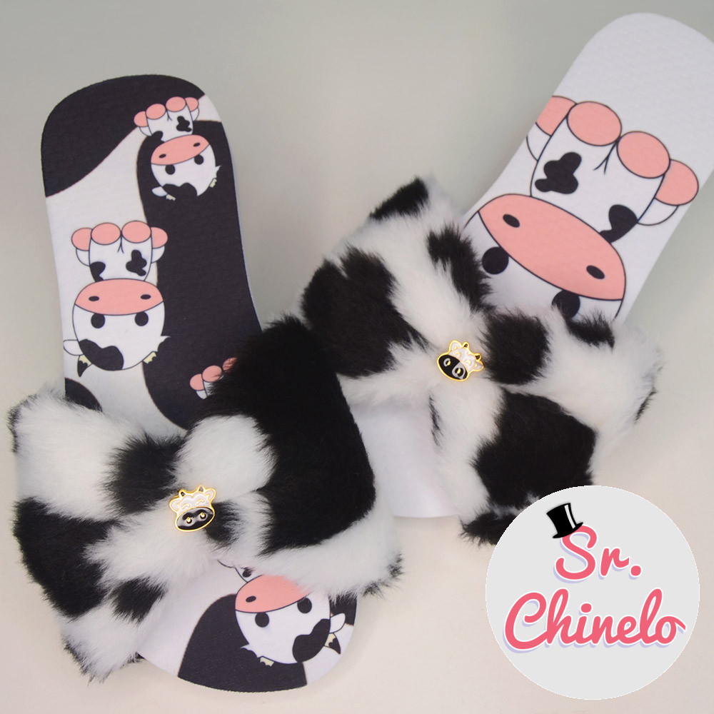 Pantufa Slide Laço Vaquinha