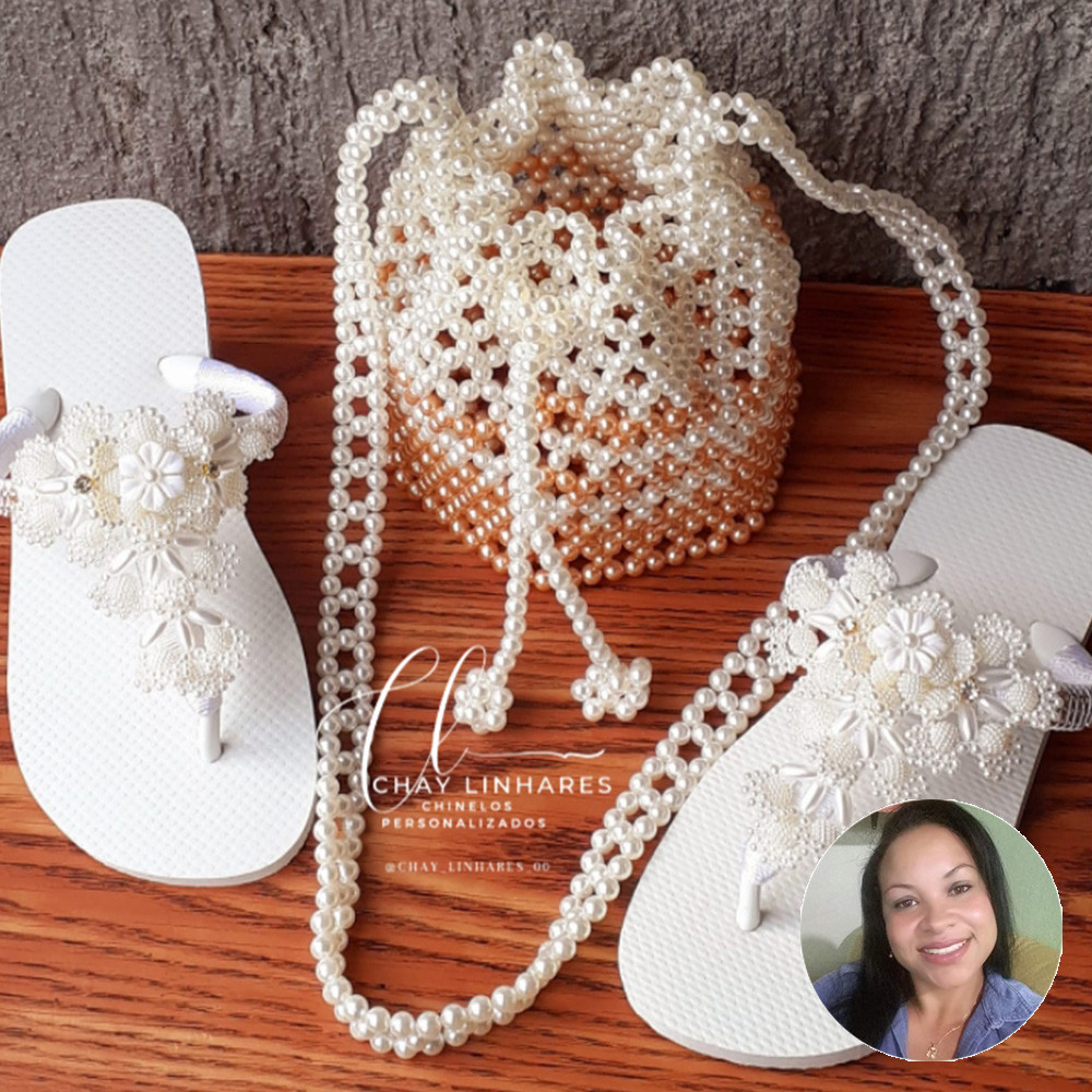 Chinelo + Bolsa de Pérolas - Chay Linhares