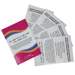 Panfleto de Cuidados Especiais, 6,5cm x 9,5cm, Branco/Pink