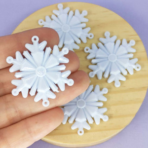 Aplique de Acrílico, Floco de Neve, 4cm, Branco Fosco