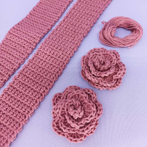 Kit de Aplique em Crochê Begônia, Roseira