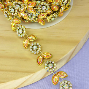 Aljofre de ABS Metalizado, Flor 18mm, Dourado