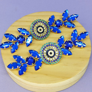 Cabedal Cloe, Banhado, Rebite, Olho Grego, Azul Royal