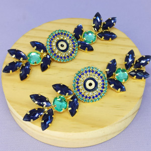 Cabedal Cloe, Banhado, Rebite, Olho Grego, Azul Marinho