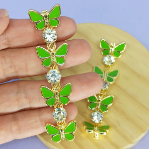 Cabedal Alícia, Banhado, Rebite, Borboletas, Verde