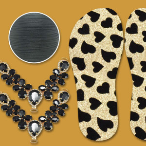 Lonita Glitter Corações e Cabedal Melissa Preto