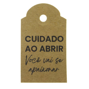 Tag Cuidado ao Abrir Você vai se Apaixonar, 6.5cm x 4cm, Kraft