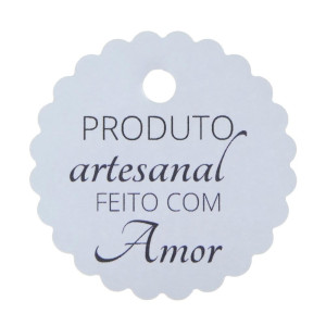 Tag Produto Artesanal feito com Amor, 5cm, Branco