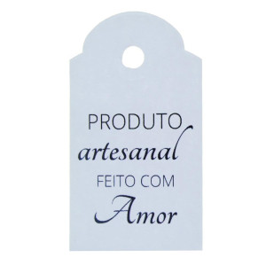 Tag Produto Artesanal feito com Amor, 6.5cm x 4cm, Branco