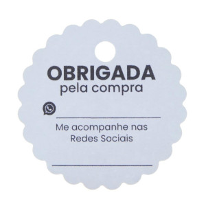 Tag Obrigada pela Compra, 5cm, Branco