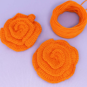 Kit de Aplique em Crochê Camélia, Laranja