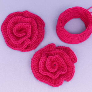 Kit de Aplique em Crochê Camélia, Rosa Pink