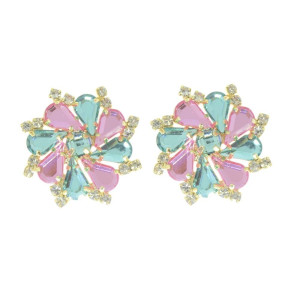 Piercing de Rebite, Banhado, Flor, Tiffany/Rosa Claro