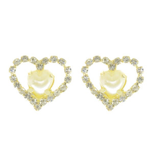 Piercing de Rebite, Banhado, Coração, Pérola Creme/Strass Cristal