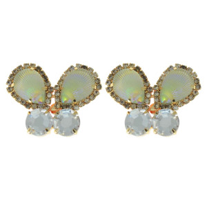 Piercing de Rebite, Banhado, Borboleta Sereia, Branco/Cristal