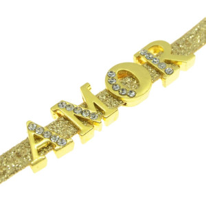 Letra com Strass, Passante, Ouro, Cristal