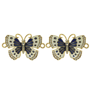 Piercing de Passantes, Borboleta, Ouro, Branco/Azul Marinho