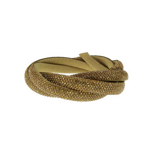 Tubo de Strass Meia Cana, 08mm, Marrom Ouro
