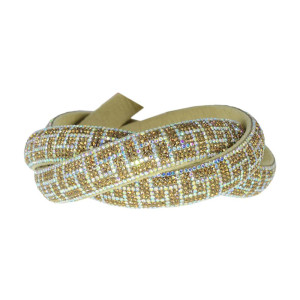 Tubo de Strass Meia Cana, 15mm, Geométrico, Marrom/Furtacor