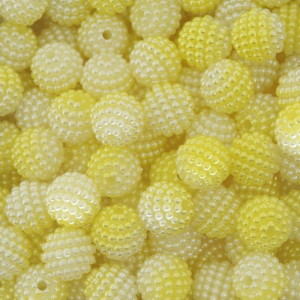 Pérola Craquelada Amora, 10mm, Mesclado Amarelo/Branco