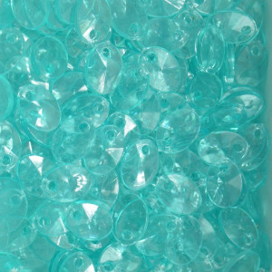 Mini Lentilha de Acrílico, 08mm, Verde Água Transparente