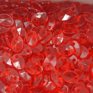 Mini Lentilha de Acrílico, 08mm, Vermelho Transparente