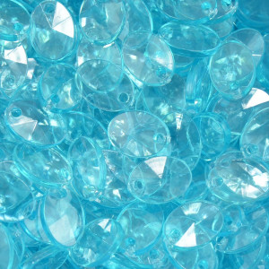 Lentilha de Acrílico, 12mm, Azul Turquesa Transparente