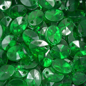 Lentilha de Acrílico, 12mm, Verde Folha Transparente