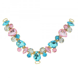 Cabedal Manu, Passante, Azul Tiffany/Rosa Claro/Cristal