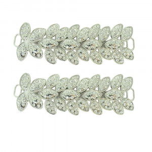 Cabedal Folhas, Passante, Prata/Cristal