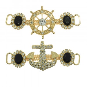 Cabedal Nautical, Passante, Âncora e Leme, Preto/Cristal